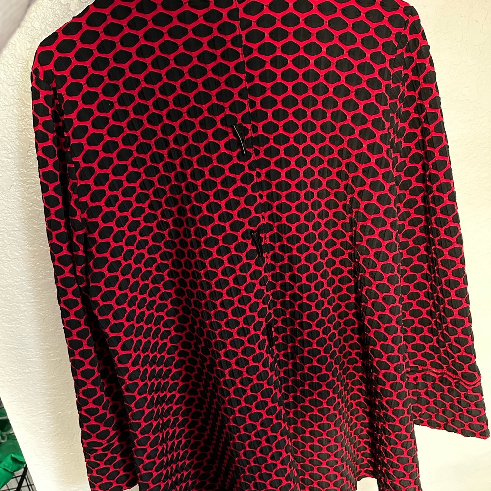 Source Unknown Red And Black Patterned Blazer - image 2